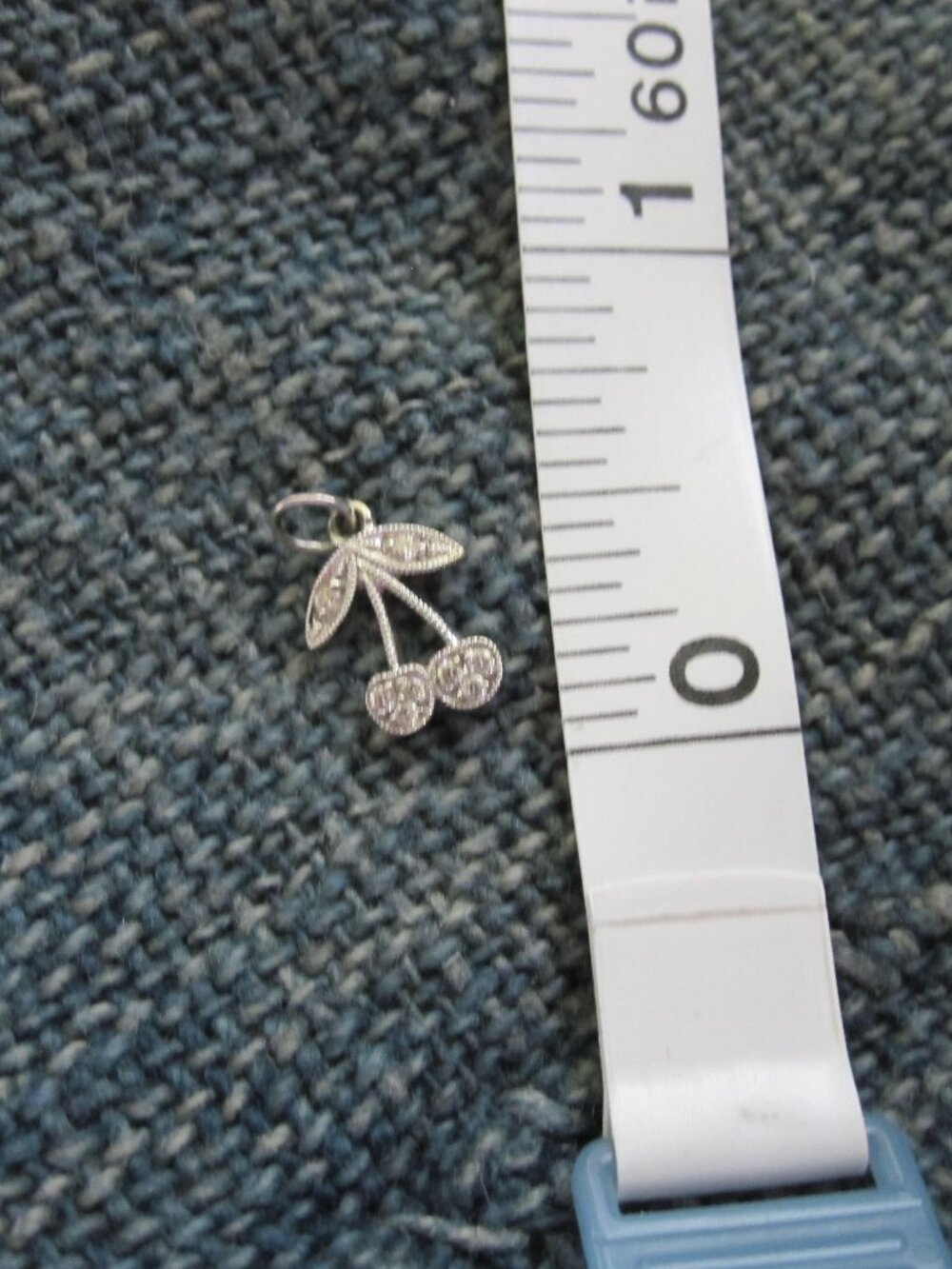 Sydney Evan 14k White Gold Pavé Diamonds Cherries Pendant Charm